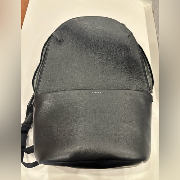 Cole Haan Charcoal Leather Men's Backpack - Picture 1 of 7